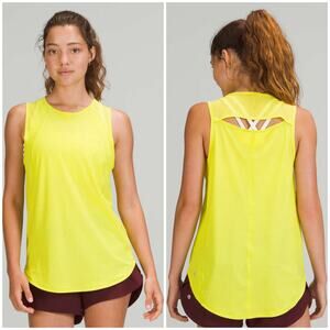 Lululemon Sculpt Tank Top Yellow Neon Serpentine Plus Size 18 Mesh Loose NEW $68